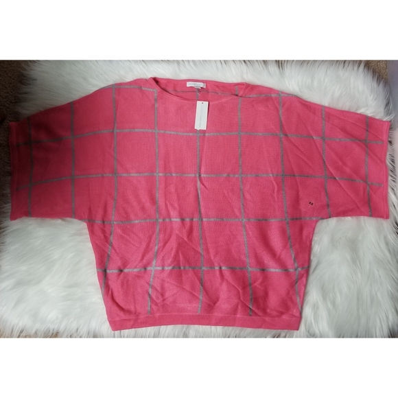 New York and Company salmon pink with gray stripes blouse top XS - Picture 2 of 9